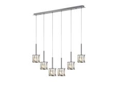 Acacia 6 Light G9 2m Linear Pendant Polished Chrome / Clear Crystal Shade