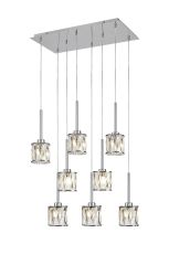 Acacia 8 Light G9 2m Rectangle Multiple Pendant Polished Chrome / Clear Crystal Shade