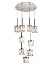 Acacia 50cm 9 Light G9 2.5m Round Multiple Pendant Polished Chrome / Clear Crystal Shade