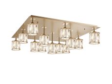 Acacia Square 13 Light G9 Flush Light French Gold / Clear Crystal Shade, Item Weight: 21.1kg