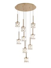 Acacia 50cm 9 Light G9 2.5m Round Multiple Pendant French Gold / Clear Crystal Shade
