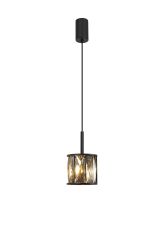 Acacia 10.8cm 1 Light G9 2m Single Pendant Satin Black / Smoke Crystal Shade