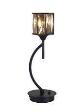 Acacia 1 Light G9 Vertical Crystal Table Lamp Satin Black & Smoke Crystal Shade
