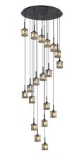 Acacia 76.8cm 19 Light G9 3.5m Round Multiple Pendant Satin Black / Smoke Crystal Shade, Item Weight: 25.1kg