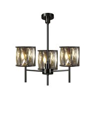 Acacia 45.5cm 3 Light G9 Telescopic Light Satin Black / Smoke Crystal Shade