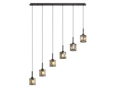 Acacia 6 Light G9 2m Linear Pendant Satin Black / Smoke Crystal Shade