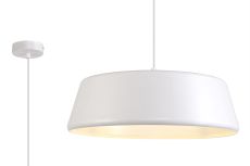 Morgana Single Large Pendant, 1 Light Adjustable E27, Gloss White/Gloss White