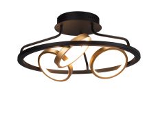 Corvus 50cm Round Ceiling, 3 Ring, 25W LED, 3200K, 1375lm, Satin Black / Gold, 3yrs Warranty