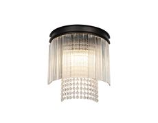 Nutration Wall Light, 2 Light E14, Brown Oxide With Fluted Glass And Crystal