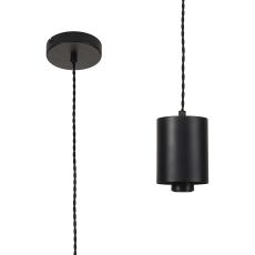 Odeyscene 12cm Pendant (FRAME ONLY), 1 x E27, Satin Black/Black Braided Twisted Cable