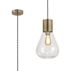 Odeyscene Narrow Pendant, 1 x E27, Antique Brass/Clear Glass