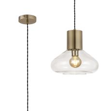 Odeyscene Wide Pendant, 1 x E27, Antique Brass/Clear Glass