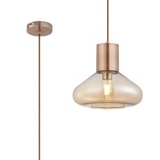 Odeyscene 31cm Wide Pendant, 1 x E27, Antique Copper/Amber Glass
