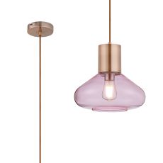 Odeyscene Wide Pendant, 1 x E27, Antique Copper/Pink Glass