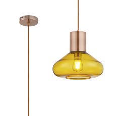 Odeyscene 31cm Wide Pendant, 1 x E27, Antique Copper/Yellow Glass