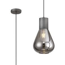 Odeyscene 23cm Narrow Pendant, 1 x E27, Pewter/Smoke Plated Glass