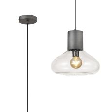 Odeyscene 31cm Wide Pendant, 1 x E27, Pewter/Clear Glass