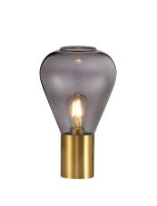 Odeyscene Narrow Table Lamp, 1 x E27, Aged Brass/Inky Black Glass