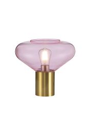 Odeyscene Wide Table Lamp, 1 x E27, Aged Brass/Pink Glass