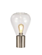 Odeyscene Narrow Table Lamp, 1 x E27, Satin Nickel/Clear Glass