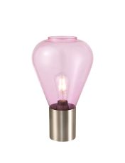 Odeyscene Narrow Table Lamp, 1 x E27, Satin Nickel/Lilac Glass