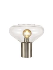Odeyscene Wide Table Lamp, 1 x E27, Satin Nickel/Clear Glass