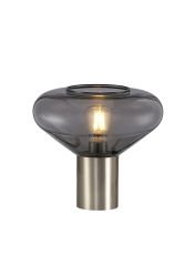 Odeyscene Wide Table Lamp, 1 x E27, Satin Nickel/Inky Black Glass