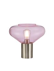 Odeyscene Wide Table Lamp, 1 x E27, Satin Nickel/Pink Glass