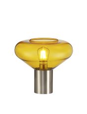 Odeyscene Wide Table Lamp, 1 x E27, Satin Nickel/Yellow Glass