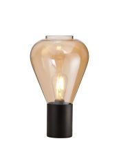 Odeyscene Narrow Table Lamp, 1 x E27, Satin Black/Amber Glass