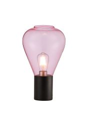 Odeyscene Narrow Table Lamp, 1 x E27, Satin Black/Pink Glass