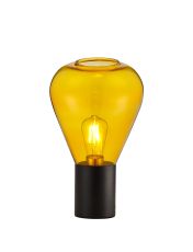 Odeyscene Narrow Table Lamp, 1 x E27, Satin Black/Yellow Glass