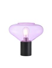 Odeyscene Wide Table Lamp, 1 x E27, Satin Black/Lilac Glass