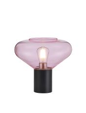 Odeyscene Wide Table Lamp, 1 x E27, Satin Black/Pink Glass