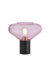 Odeyscene Wide Table Lamp, 1 x E27, Satin Black/Pink Glass