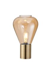 Odeyscene Narrow Table Lamp, 1 x E27, Antique Brass/Amber Glass