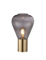 Odeyscene Narrow Table Lamp, 1 x E27, Antique Brass/Inky Black Glass