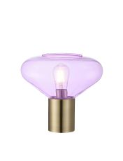 Odeyscene Wide Table Lamp, 1 x E27, Antique Brass/Lilac Glass
