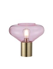 Odeyscene Wide Table Lamp, 1 x E27, Antique Brass/Pink Glass