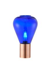 Odeyscene Narrow Table Lamp, 1 x E27, Antique Copper/Blue Ink Glass