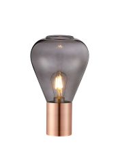 Odeyscene Narrow Table Lamp, 1 x E27, Antique Copper/Inky Black Glass