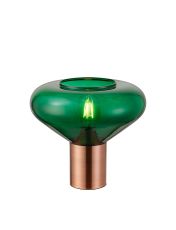 Odeyscene Wide Table Lamp, 1 x E27, Antique Copper/Bottle Green Glass