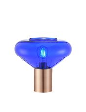 Odeyscene Wide Table Lamp, 1 x E27, Antique Copper/Blue Ink Glass