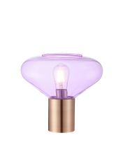 Odeyscene Wide Table Lamp, 1 x E27, Antique Copper/Lilac Glass