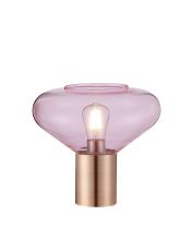 Odeyscene Wide Table Lamp, 1 x E27, Antique Copper/Pink Glass