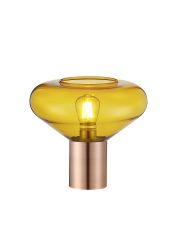 Odeyscene Wide Table Lamp, 1 x E27, Antique Copper/Yellow Glass