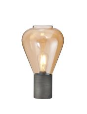 Odeyscene Narrow Table Lamp, 1 x E27, Pewter/Amber Glass