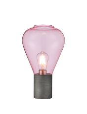 Odeyscene Narrow Table Lamp, 1 x E27, Pewter/Pink Glass
