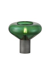 Odeyscene Wide Table Lamp, 1 x E27, Pewter/Bottle Green Glass