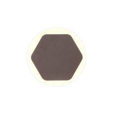 Palermo Magnetic Base Wall Lamp, 12W LED 3000K 498lm, 15cm Horizontal Hexagonal 19cm Round Centre, Coffee/Acrylic Frosted Diffuser